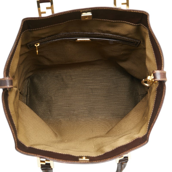 フェンディ ズッカ トートバッグ ベージュ ブラウン キャンバス レディース FENDI 【中古】
