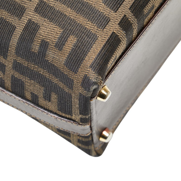 フェンディ ズッカ トートバッグ ベージュ ブラウン キャンバス レディース FENDI 【中古】