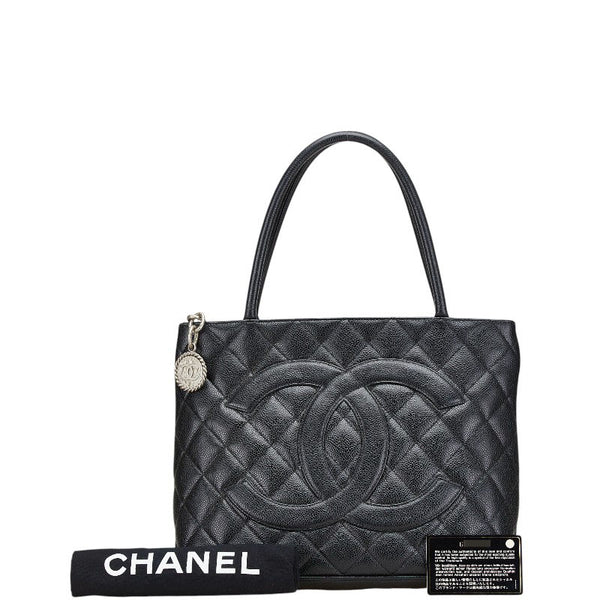 シャネル ココマーク 復刻 トートバッグ ハンドバッグ ブラック キャビアスキン レディース CHANEL 【中古】