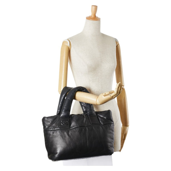 シャネル ココクーン ココマーク ハンドバッグ トートバッグ ブラック ラムスキン レディース CHANEL 【中古】