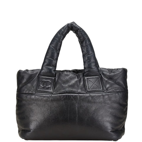 シャネル ココクーン ココマーク ハンドバッグ トートバッグ ブラック ラムスキン レディース CHANEL 【中古】