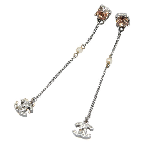 シャネル ココマーク ラインストーン スイングピアス シルバー メタル レディース CHANEL 【中古】