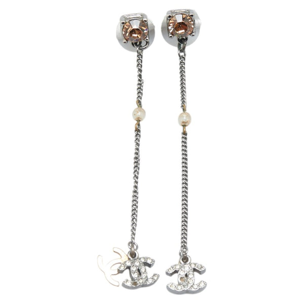 シャネル ココマーク ラインストーン スイングピアス シルバー メタル レディース CHANEL 【中古】