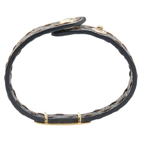 フェンディ セレリア ホース 馬 ブレスレット ブラウン ゴールド レザー レディース FENDI 【中古】