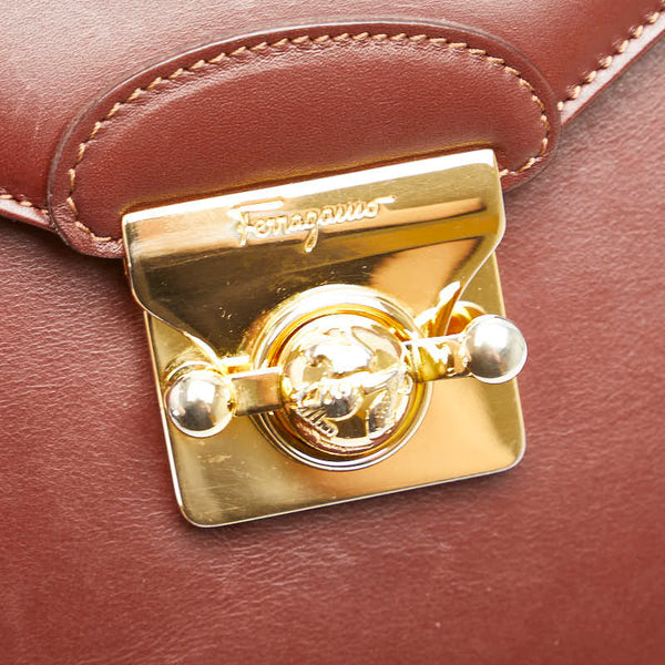 サルヴァトーレフェラガモ リュック バックパック DQ-211 5207 ブラウン レザー レディース Salvatore Ferragamo 【中古】