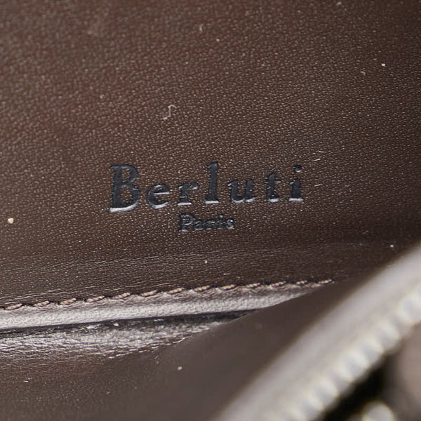ベルルッティ カリグラフィ イタウバ ネオ スクリット ラウンドファスナー 長財布 レッド レザー メンズ Berluti 【中古】