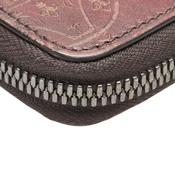 ベルルッティ カリグラフィ イタウバ ネオ スクリット ラウンドファスナー 長財布 レッド レザー メンズ Berluti 【中古】