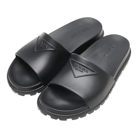 プラダ トライアングルロゴ スライドサンダル コンフォートサンダル シャワーサンダル 2X3085 3LKV ブラック ラバー メンズ PRADA 【中古】