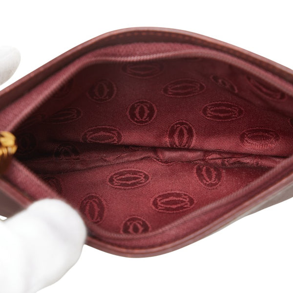 カルティエ マストライン アクセサリーポーチ ワインレッド ボルドー レザー レディース CARTIER 【中古】