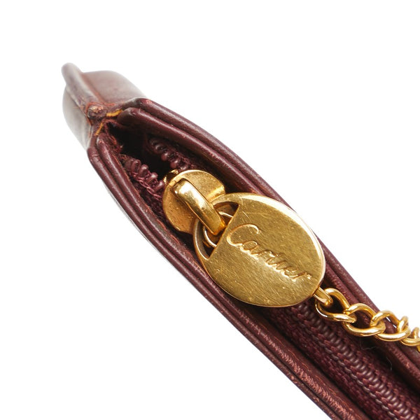 カルティエ マストライン アクセサリーポーチ ワインレッド ボルドー レザー レディース CARTIER 【中古】