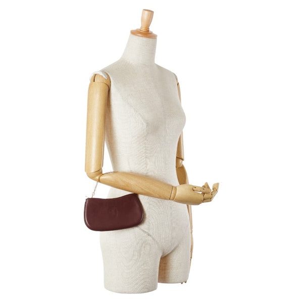 カルティエ マストライン アクセサリーポーチ ワインレッド ボルドー レザー レディース CARTIER 【中古】