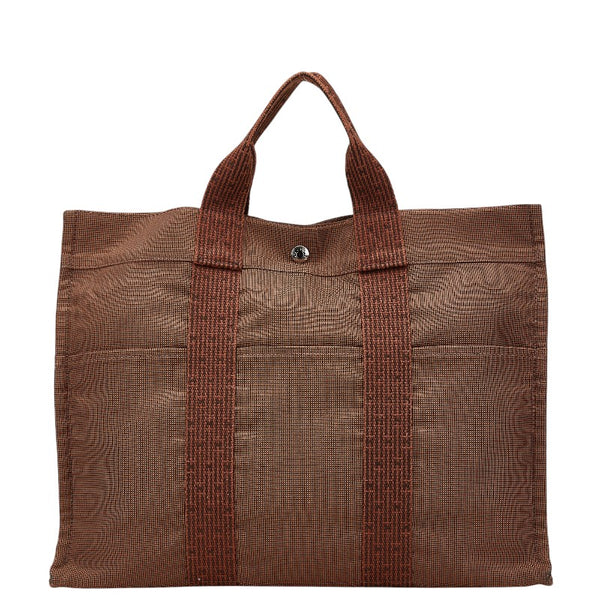 エルメス エールライン トートMM トートバッグ ハンドバッグ ブラウン キャンバス レディース HERMES 【中古】