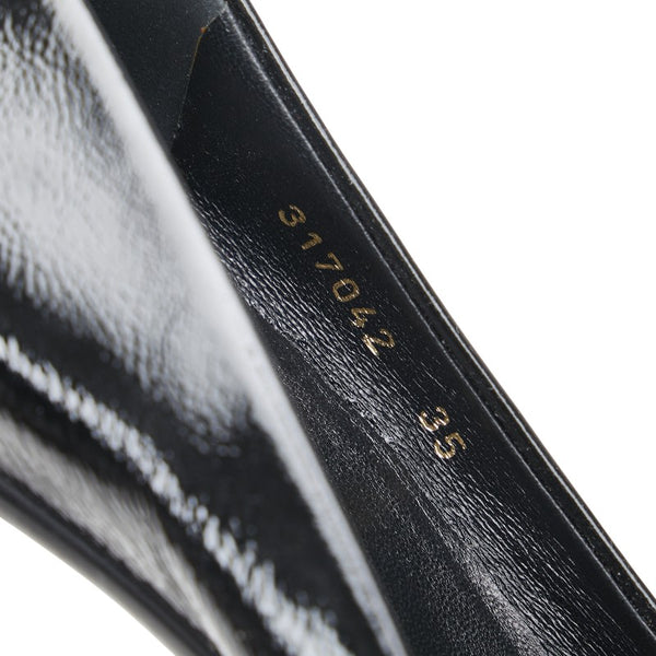 グッチ リボン インターロッキングG パンプス ヒール サイズ:35 317042 ブラック エナメル レディース GUCCI 【中古】