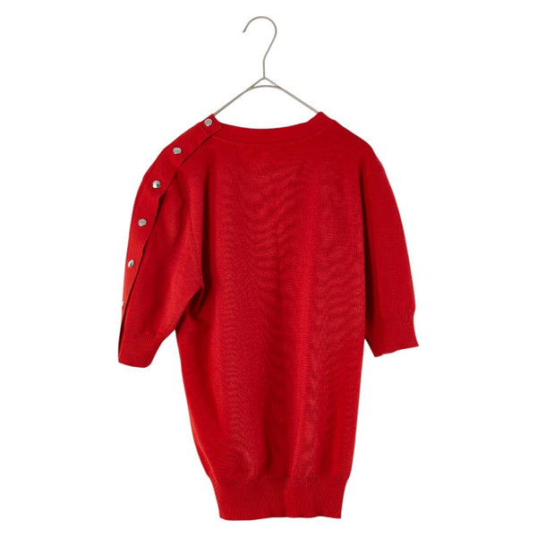 ルイ ヴィトン ロゴボタン 半袖ニット サイズ:S レッド カシミヤ ウール レディース LOUIS VUITTON 【中古】