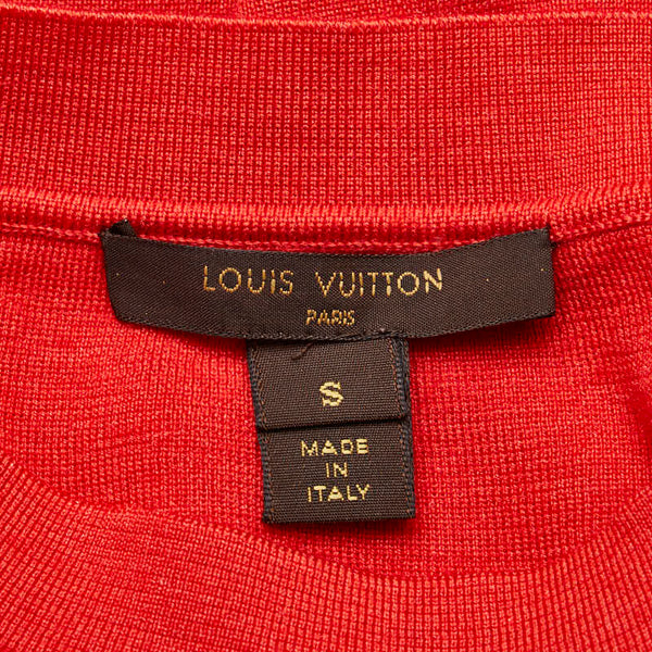 ルイ ヴィトン ロゴボタン 半袖ニット サイズ:S レッド カシミヤ ウール レディース LOUIS VUITTON 【中古】