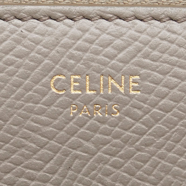 セリーヌ ラウンドファスナー 長財布 グレージュ ベージュ レザー レディース CELINE 【中古】