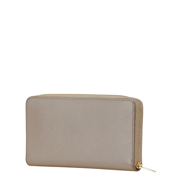 セリーヌ ラウンドファスナー 長財布 グレージュ ベージュ レザー レディース CELINE 【中古】