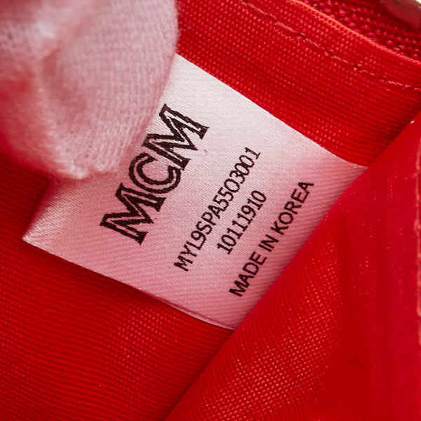 エム シー エム ヴィセトス チェーン ウォレット 長財布 レッド レザー レディース MCM 【中古】