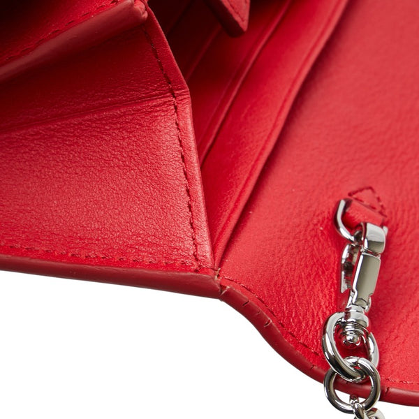 エム シー エム ヴィセトス チェーン ウォレット 長財布 レッド レザー レディース MCM 【中古】