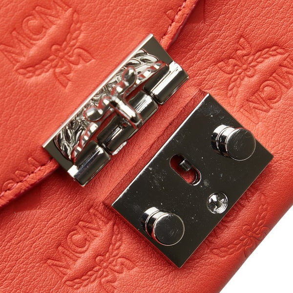 エム シー エム ヴィセトス チェーン ウォレット 長財布 レッド レザー レディース MCM 【中古】