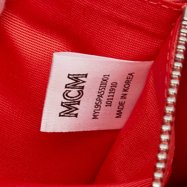 エム シー エム ヴィセトス チェーン ウォレット 長財布 ピンク ベージュ レザー レディース MCM 【中古】