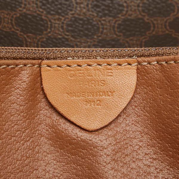 セリーヌ マカダム 斜め掛け ショルダーバッグ ブラウン ベージュ PVC レザー レディース CELINE 【中古】