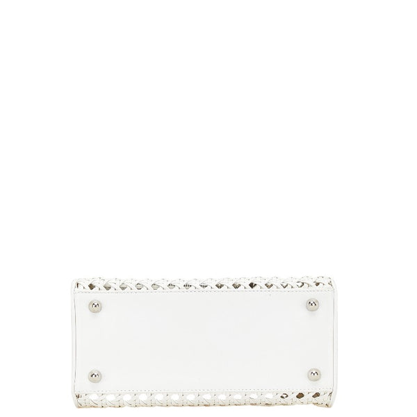 ディオール レディディオール メッシュ 編み込み ハンドバッグ ホワイト レザー レディース Dior 【中古】