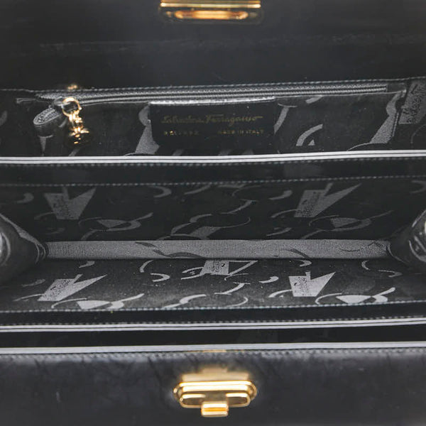 サルヴァトーレフェラガモ ガンチーニ ショルダーバッグ トートバッグ E217663 ブラック レザー レディース Salvatore Ferragamo 【中古】