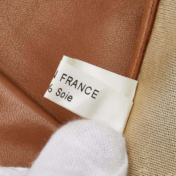 ロエベ アナグラム 手袋 グローブ ブラウン レザー シルク レディース LOEWE 【中古】