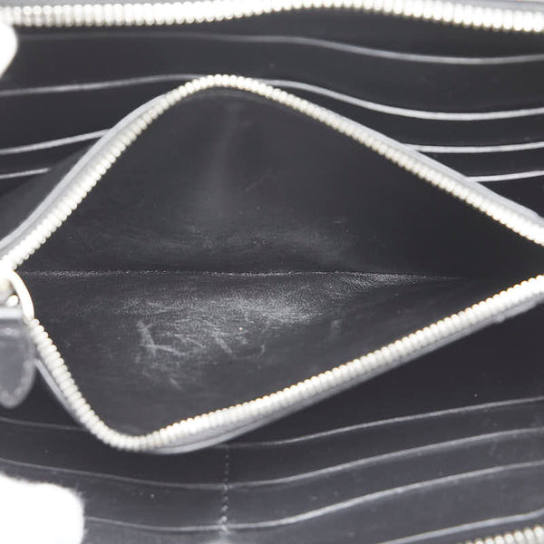ベルルッティ カリグラフィ ラウンドファスナー 長財布 トラベルケース グレー レザー メンズ Berluti 【中古】