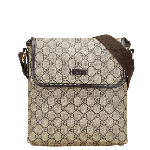 グッチ GGスプリーム 斜め掛け ショルダーバッグ 223666 ベージュ ブラウン PVC レザー レディース GUCCI 【中古】