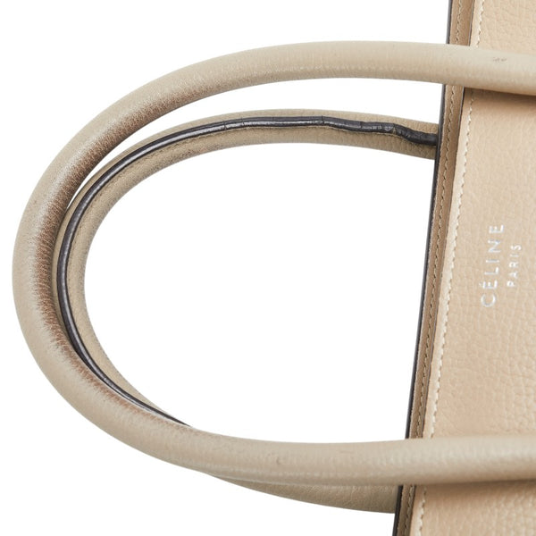 セリーヌ ラゲージ マイクロショッパー ハンドバッグ ベージュ レザー レディース CELINE 【中古】