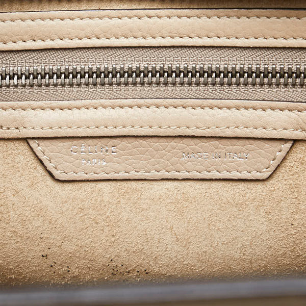 セリーヌ ラゲージ マイクロショッパー ハンドバッグ ベージュ レザー レディース CELINE 【中古】