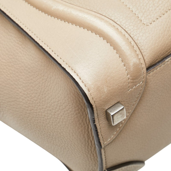 セリーヌ ラゲージ マイクロショッパー ハンドバッグ ベージュ レザー レディース CELINE 【中古】