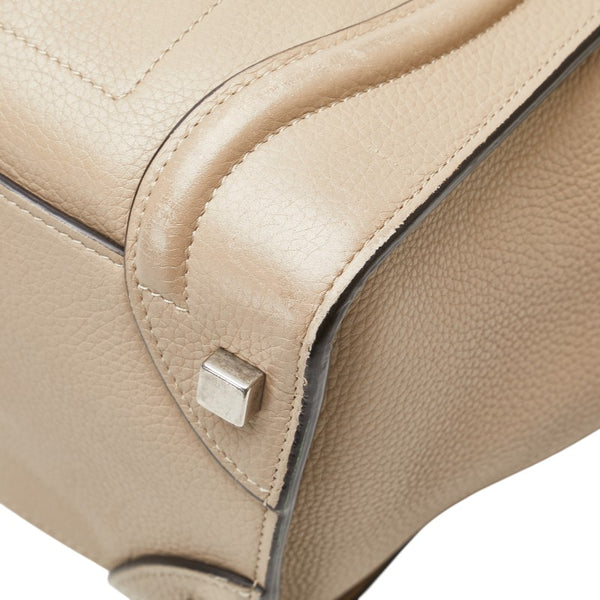 セリーヌ ラゲージ マイクロショッパー ハンドバッグ ベージュ レザー レディース CELINE 【中古】
