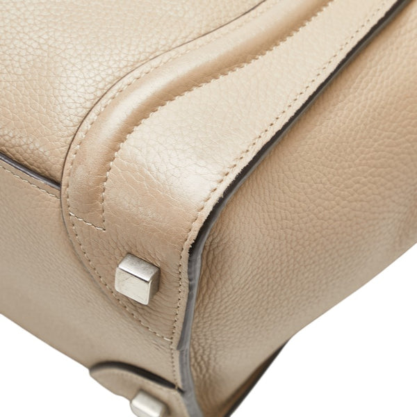 セリーヌ ラゲージ マイクロショッパー ハンドバッグ ベージュ レザー レディース CELINE 【中古】