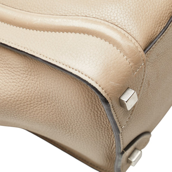 セリーヌ ラゲージ マイクロショッパー ハンドバッグ ベージュ レザー レディース CELINE 【中古】
