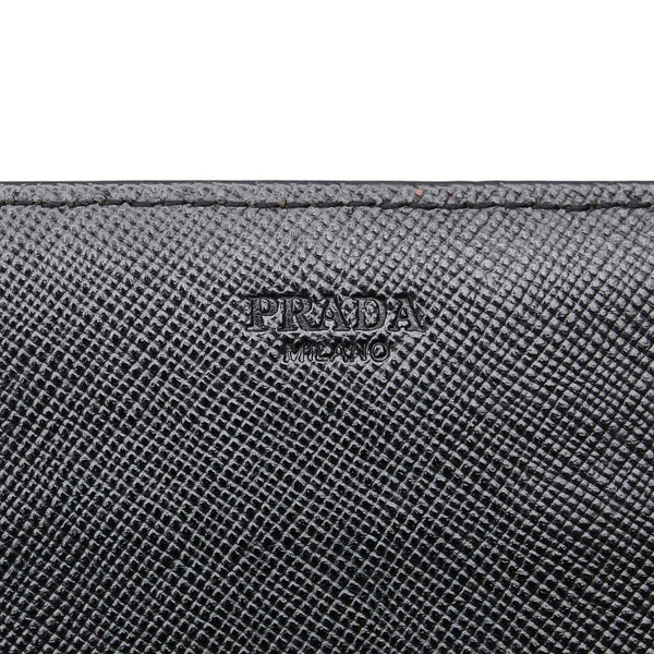 プラダ サフィアーノ テスート 三角ロゴプレート 長財布 M201 ブラック ナイロン レザー レディース PRADA 【中古】