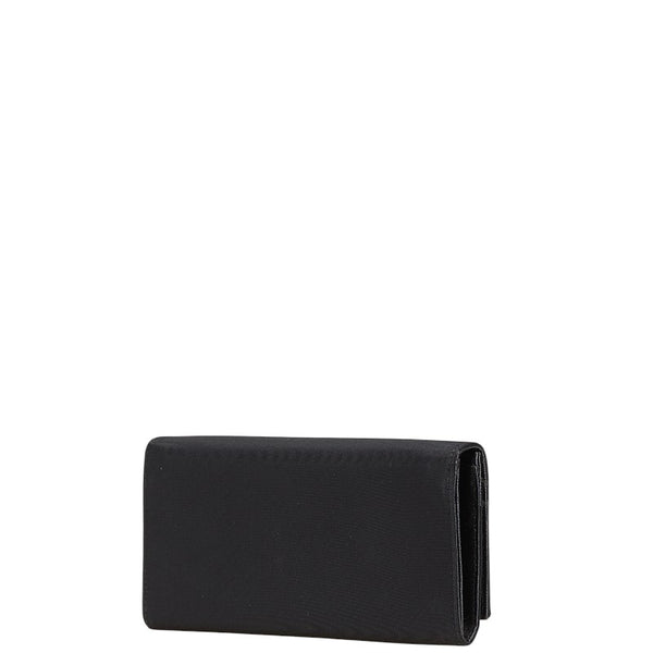 プラダ サフィアーノ テスート 三角ロゴプレート 長財布 M201 ブラック ナイロン レザー レディース PRADA 【中古】