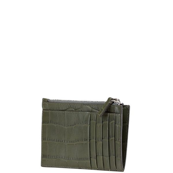 バレンシアガ 型押し カードケース コインケース フラグメントケース 640535 カーキグリーン レザー メンズ BALENCIAGA 【中古】
