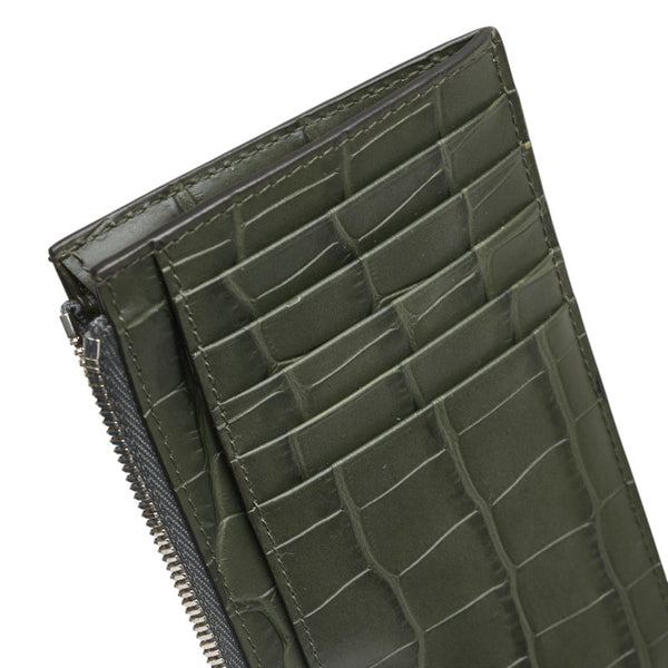 バレンシアガ 型押し カードケース コインケース フラグメントケース 640535 カーキグリーン レザー メンズ BALENCIAGA 【中古】