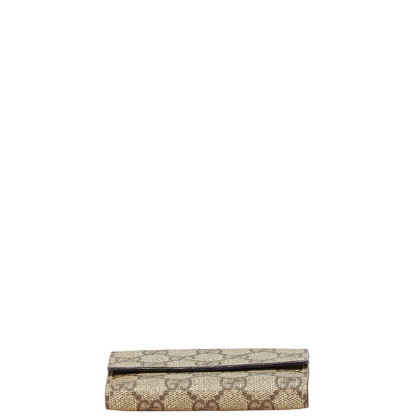 グッチ GGスプリーム 二つ折り財布 115039 ベージュ ブラウン ボルドー PVC レザー レディース GUCCI 【中古】