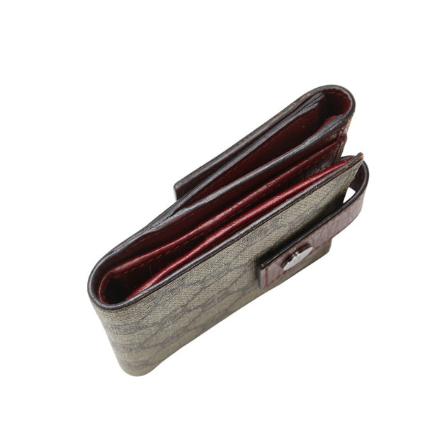 グッチ GGスプリーム 二つ折り財布 115039 ベージュ ブラウン ボルドー PVC レザー レディース GUCCI 【中古】