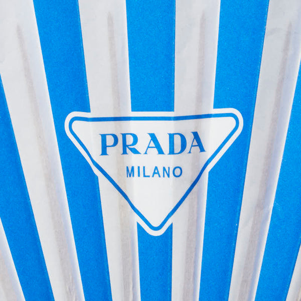 プラダ ノベルティ 扇子 ホワイト ブルー 紙 竹 レディース PRADA 【中古】