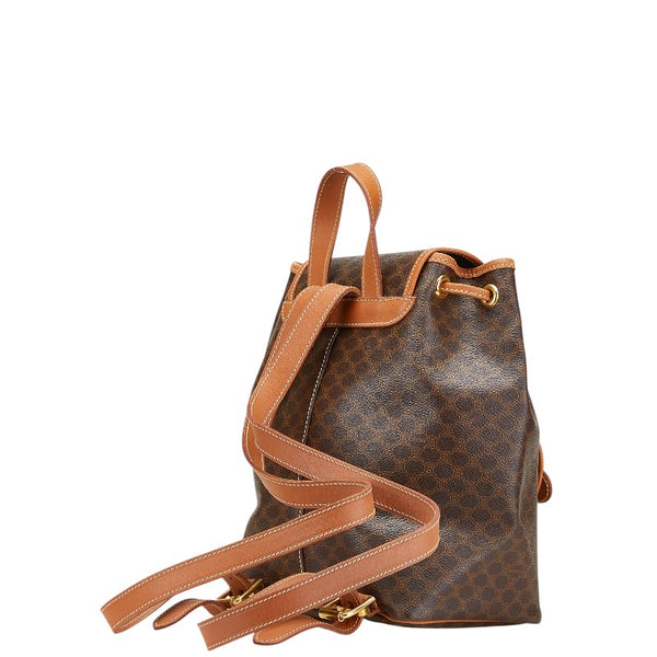 セリーヌ マカダム リュック バックパック ブラウン PVC レザー レディース CELINE 【中古】