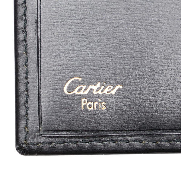 カルティエ パシャ 二つ折り財布 ブラック カーフスキン レディース CARTIER 【中古】