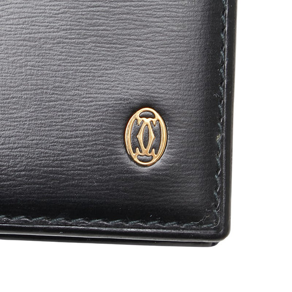 カルティエ パシャ 二つ折り財布 ブラック カーフスキン レディース CARTIER 【中古】