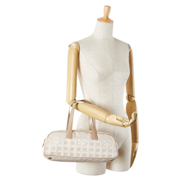 シャネル ニュートラベルライン ココマーク ハンドバッグ ベージュ ピンク ナイロン レザー レディース CHANEL 【中古】