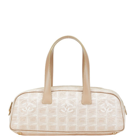 シャネル ニュートラベルライン ココマーク ハンドバッグ ベージュ ピンク ナイロン レザー レディース CHANEL 【中古】
