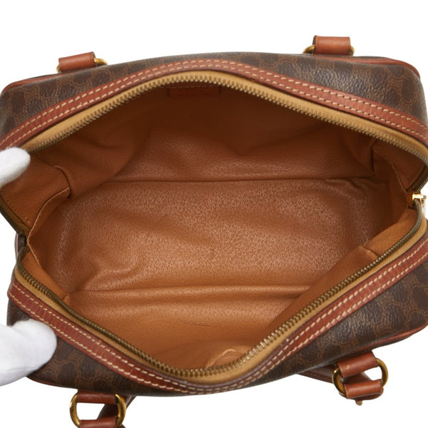 セリーヌ マカダム ハンドバッグ ブラウン PVC レザー レディース CELINE 【中古】